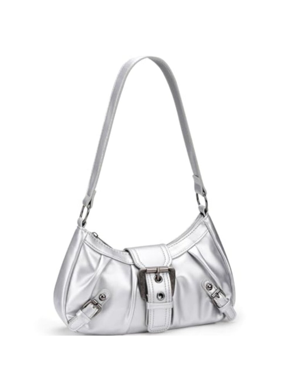 Vegan Leather Shoulder Bag Clutch Tote with Zipper Vintage Handbag